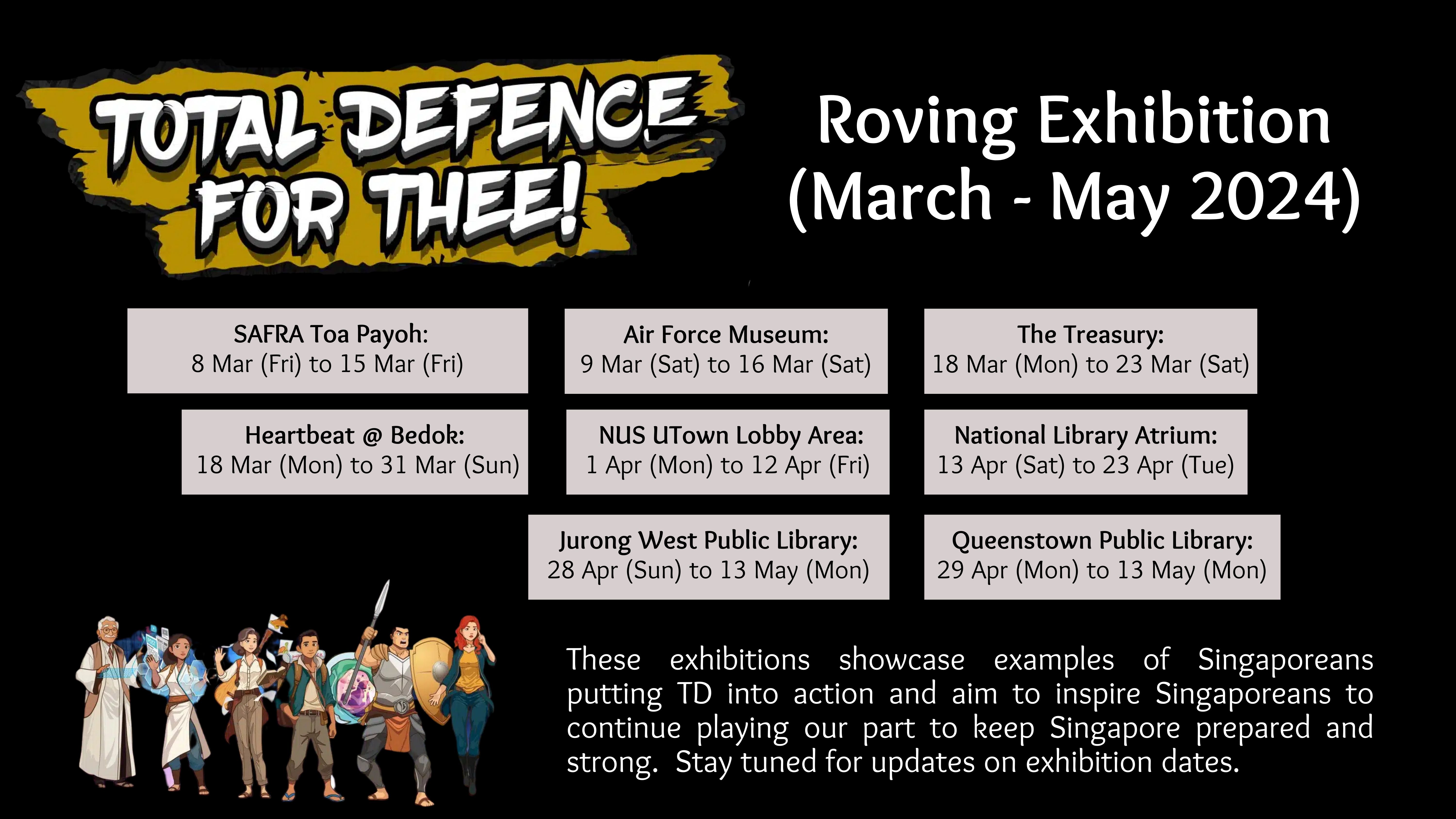 TD40 Roving Exhibition Schedule Mar to May